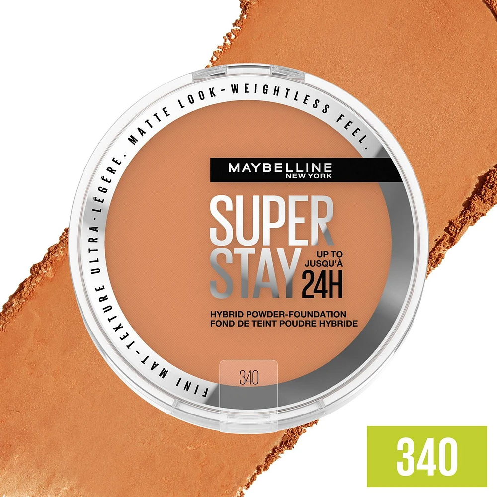 Maybelline New York Super Stay 24 Hour Hybrid Powder Foundation, Waterproof, Vegan, Mattifying, 340, 6 g, -