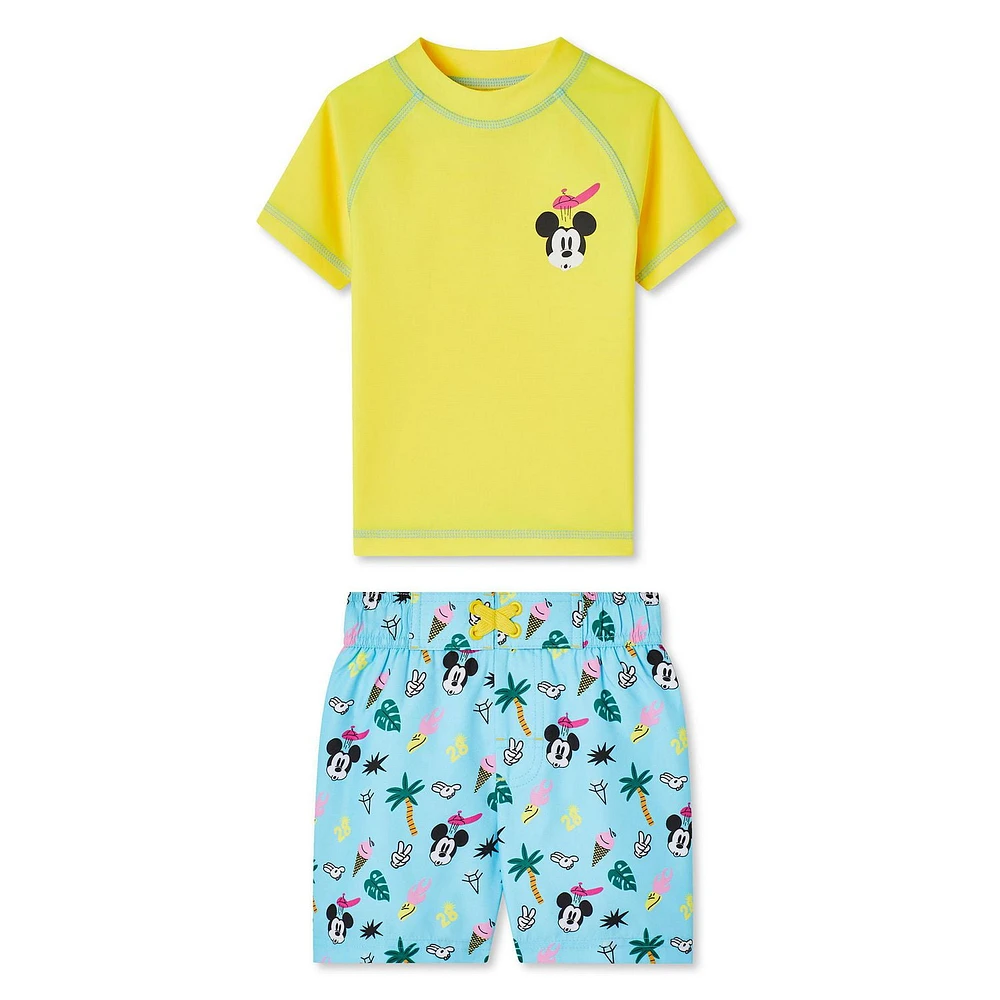 Mickey Mouse Toddler Boys' Rash Guard 2-Piece Set