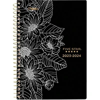 Five Star® Black & White Floral Small Academic Weekly/Monthly Planner, Weekly/Monthly Planner