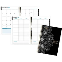 Five Star® Black & White Floral Small Academic Weekly/Monthly Planner, Weekly/Monthly Planner