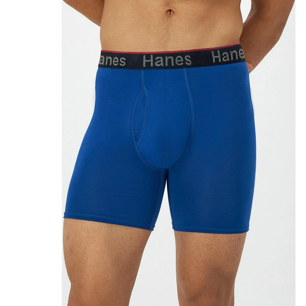 Caleçons boxeurs sans étiquette Hanes pour hommes Comfort Flex Fit - Pochette de soutien total - Paquet de 3 Doublure en filet respirant qui sépare et soutient
