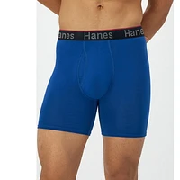 Caleçons boxeurs sans étiquette Hanes pour hommes Comfort Flex Fit - Pochette de soutien total - Paquet de 3 Doublure en filet respirant qui sépare et soutient