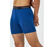 Caleçons boxeurs sans étiquette Hanes pour hommes Comfort Flex Fit - Pochette de soutien total - Paquet de 3 Doublure en filet respirant qui sépare et soutient