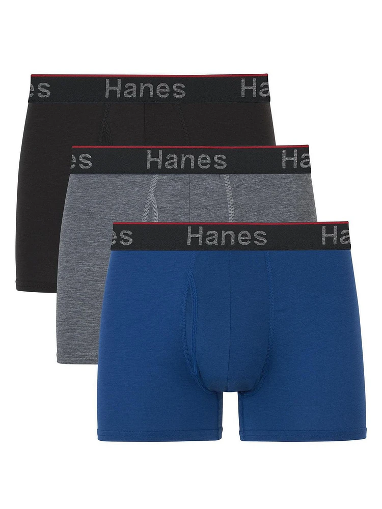 Hanes Homme Comfort Flex Fit - Culottes sans étiquette avec poche Total Support - Paquet de 3 Doublure en maille respirante sépare et soutient