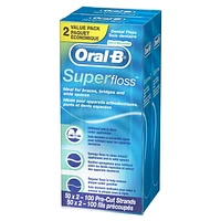 Oral-B Super Floss Pre-Cut Strands Dental Floss, Mint, 50 Count, Pack of 2