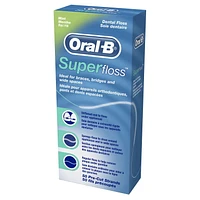 Oral-B Super Floss Pre-Cut Strands Dental Floss, Mint, 50 Strands