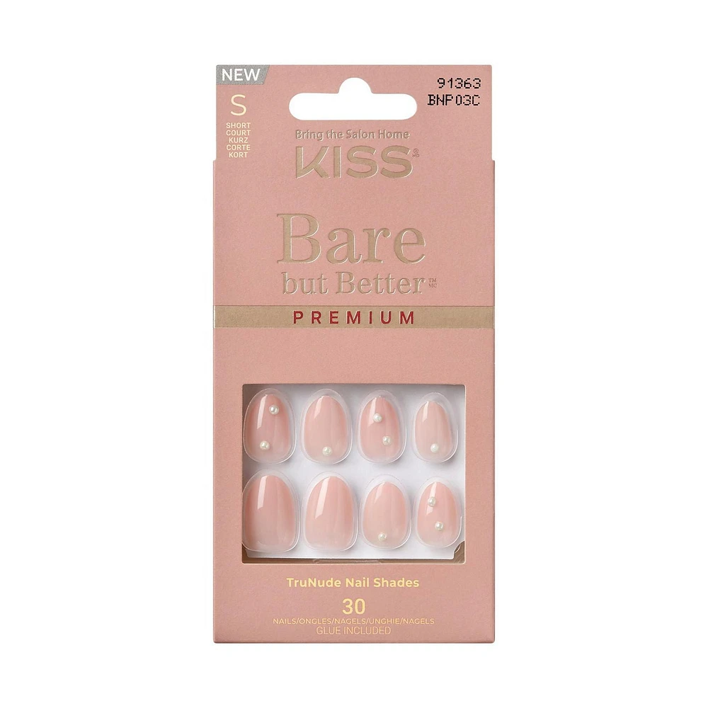 KISS Bare but Better Premium, Slay, Short Almond, 30 count., Bare but Better Premium, Slay