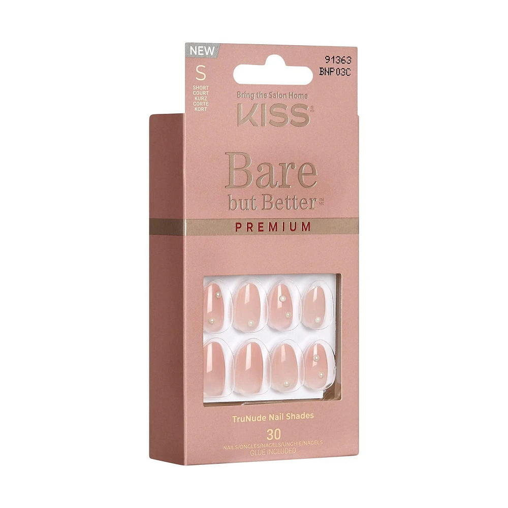 KISS Bare but Better Premium, Slay, Short Almond, 30 count., Bare but Better Premium, Slay