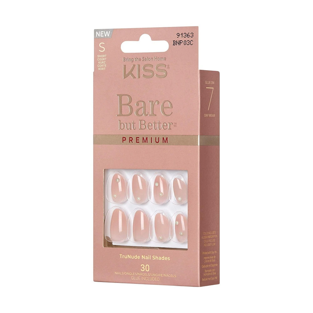 KISS Bare but Better Premium, Slay, Short Almond, 30 count., Bare but Better Premium, Slay