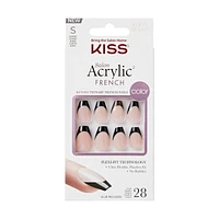 KISS Salon Acrylic French, Flame, Short Coffin, 28 count., Flame