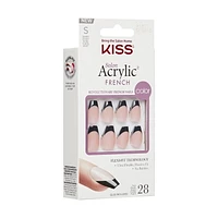 KISS Salon Acrylic French, Flame, Short Coffin, 28 count., Flame
