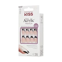 KISS Salon Acrylic French, Flame, Short Coffin, 28 count., Flame
