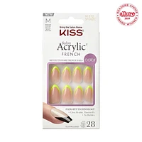 KISS Salon Acrylic French, Hype, Jaune Neon, Moyen Amande, 28u. 10 mL