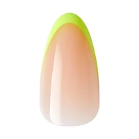 KISS Salon Acrylic French, Hype, Jaune Neon, Moyen Amande, 28u. 10 mL