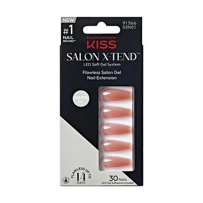 KISS Salon X-tend LED Soft Gel System Color Nails, Flowers, Long Coffin, 30 count, X-tend LED - Flowers