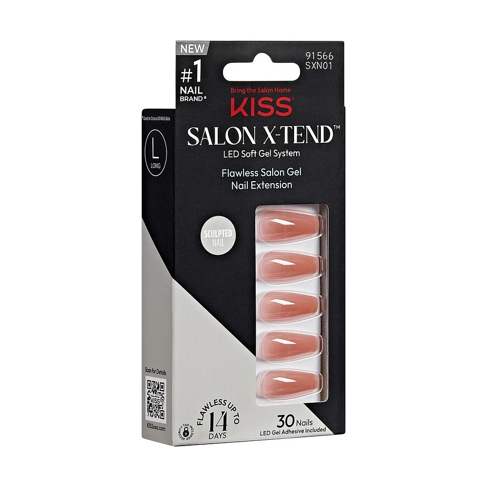 KISS Système Ongles de couleur Salon X-Tend, Flowers, Long Ballerine, 30u. Seamless Underlash