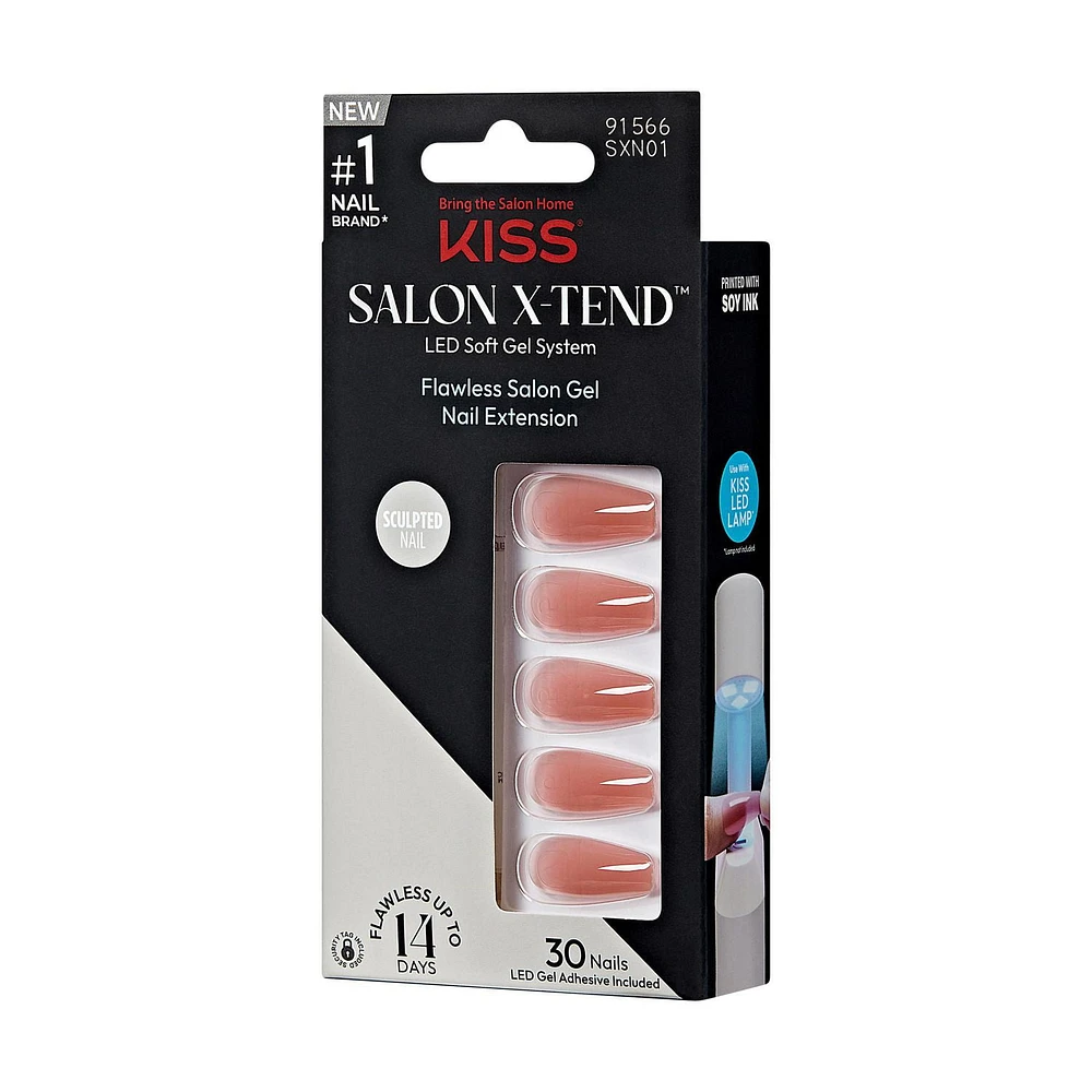 KISS Système Ongles de couleur Salon X-Tend, Flowers, Long Ballerine, 30u. Seamless Underlash