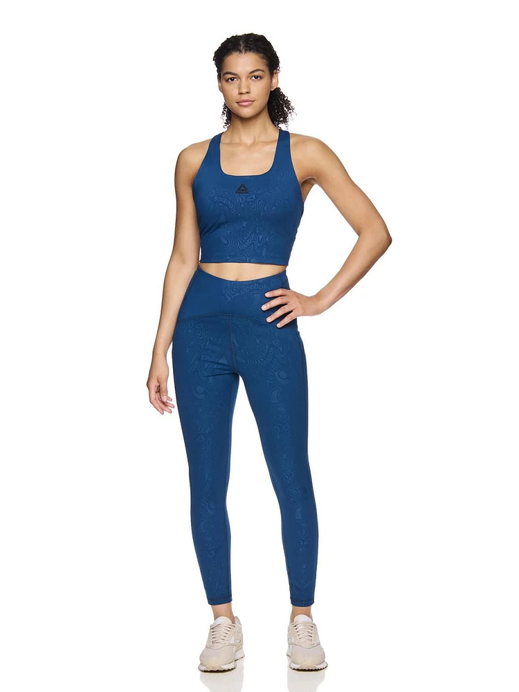 Reebok Womens Spirit Cropped Bra Tank With Removable Cups