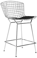 Plata Import - Bertoia Stool  in Chrome and Black with  Cushion Seat