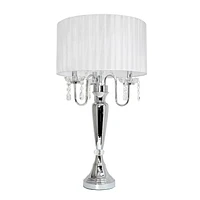 Elegant Designs Trendy Romantic Sheer Shade Table Lamp with Hanging Crystals