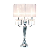 Elegant Designs Trendy Romantic Sheer Shade Table Lamp with Hanging Crystals