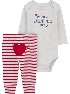 Carter's Child of Mine Infant Boys' and Girls' Body Suit Pant Set- My First Valentine's Day