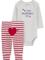 Carter's Child of Mine Infant Boys' and Girls' Body Suit Pant Set- My First Valentine's Day