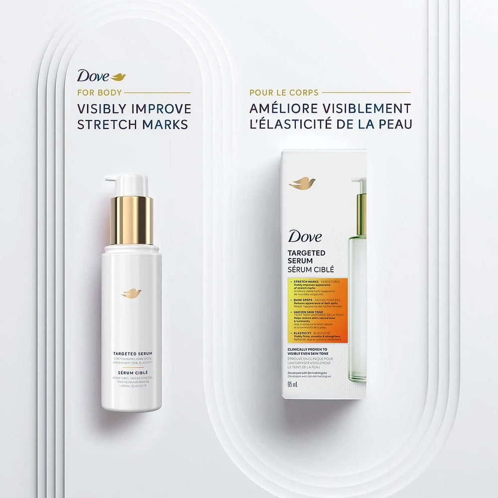 Dove Sérum Ciblé Dove Multifonction pour Vergetures, Taches Foncées, Teint Complexe Équilibrant de Teint, Niacinamide, Peptides de Collagène et Facteurs Naturels d'Hydratation, 95mL 95mL