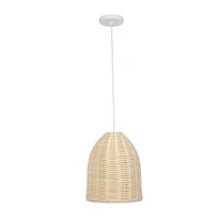 Elegant Designs Elongated Coastal Dome Rattan Downlight Pendant