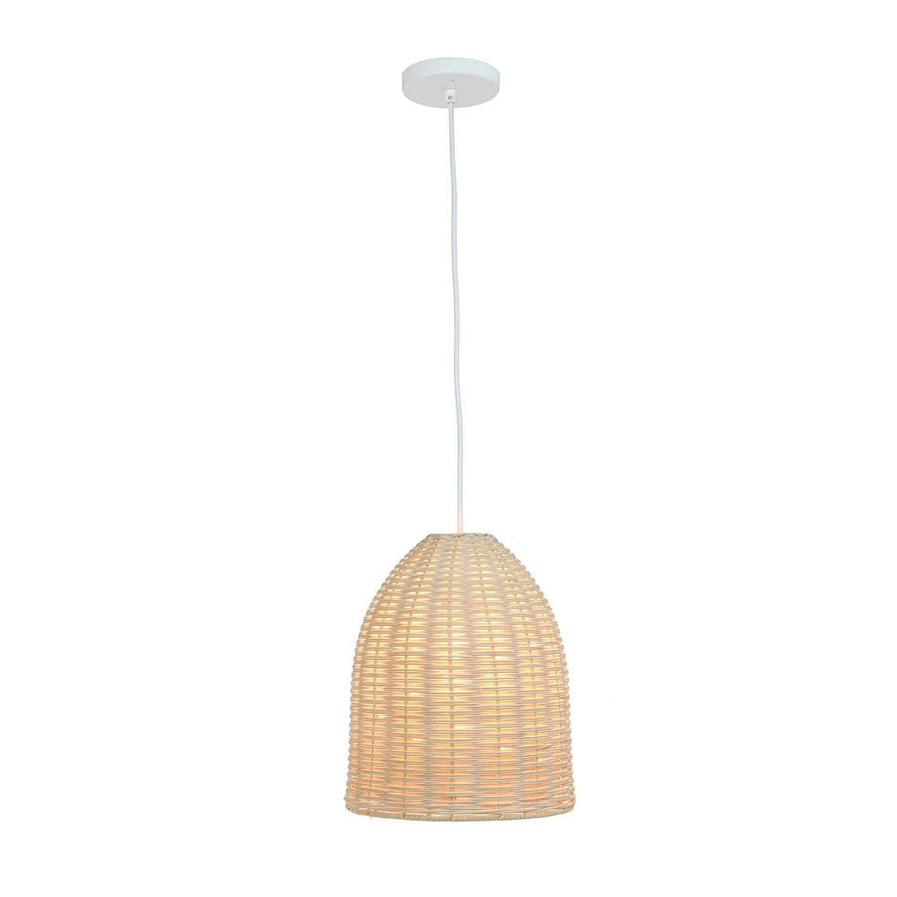 Elegant Designs Elongated Coastal Dome Rattan Downlight Pendant