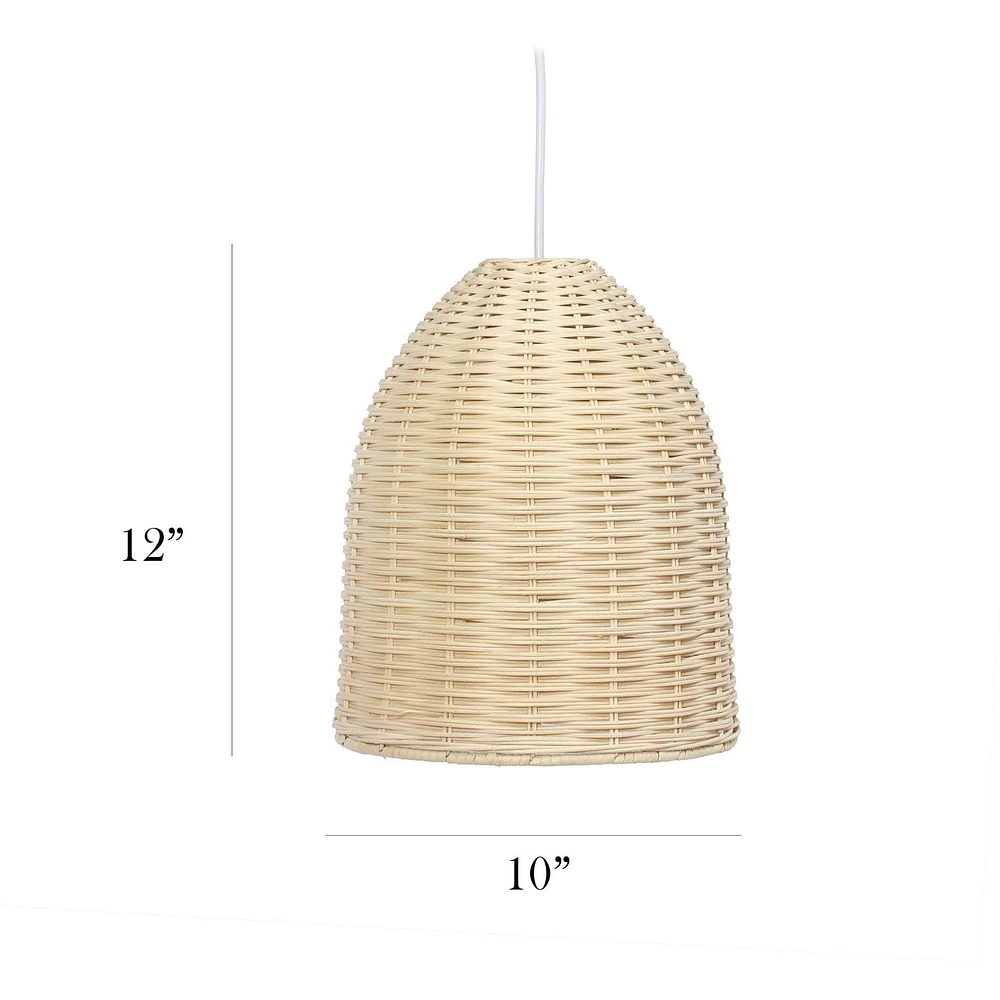 Elegant Designs Elongated Coastal Dome Rattan Downlight Pendant