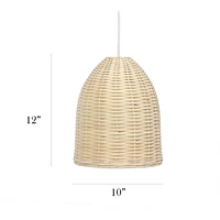 Elegant Designs Elongated Coastal Dome Rattan Downlight Pendant