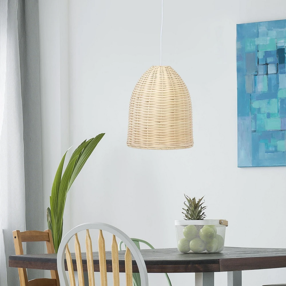 Elegant Designs Elongated Coastal Dome Rattan Downlight Pendant