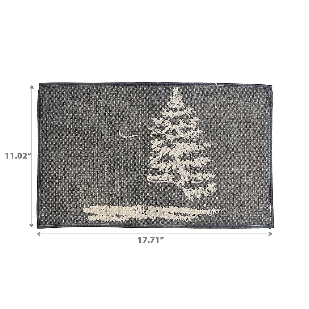 Polyester Placemat Reindeer And Tree - Set of 12