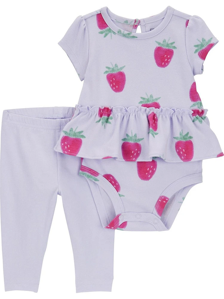 Carter's Child of Mine Infant Girls' Body Suit Pant Set- Strawberry