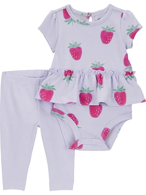 Carter's Child of Mine Infant Girls' Body Suit Pant Set- Strawberry