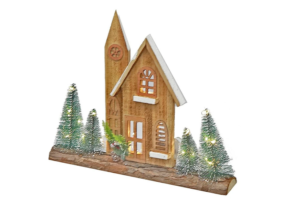 Led Wooden House 12.99"