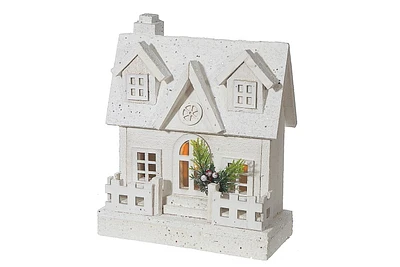 Led White Wooden House With Fence 11.81"