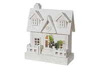 Led White Wooden House With Fence 11.81"