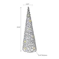 Led White and Silver Paper Cone Tree Medium 23.62"