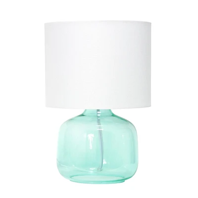 Simple Designs Glass Table Lamp with Fabric Shade