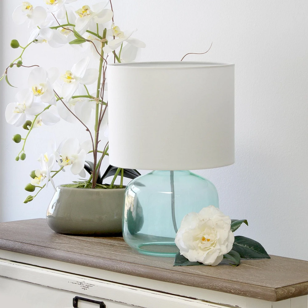 Simple Designs Glass Table Lamp with Fabric Shade