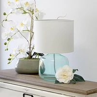 Simple Designs Glass Table Lamp with Fabric Shade