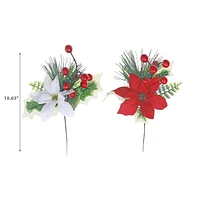 Poinsettia And Berry Pick - Set of 12