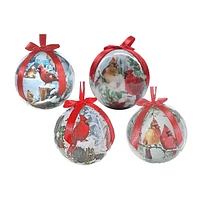 Winter Cardinal Ribbon Ornament 12/Disp - Set of 12