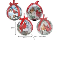 Winter Cardinal Ribbon Ornament 12/Disp - Set of 12