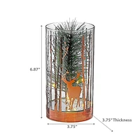 Led Cylinder Glass Stand Rosegold Pine Tree Medium