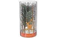 Led Cylinder Glass Stand Rosegold Pine Tree Large