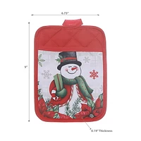 Pot Holder With Pocket Snowman - Set of 6