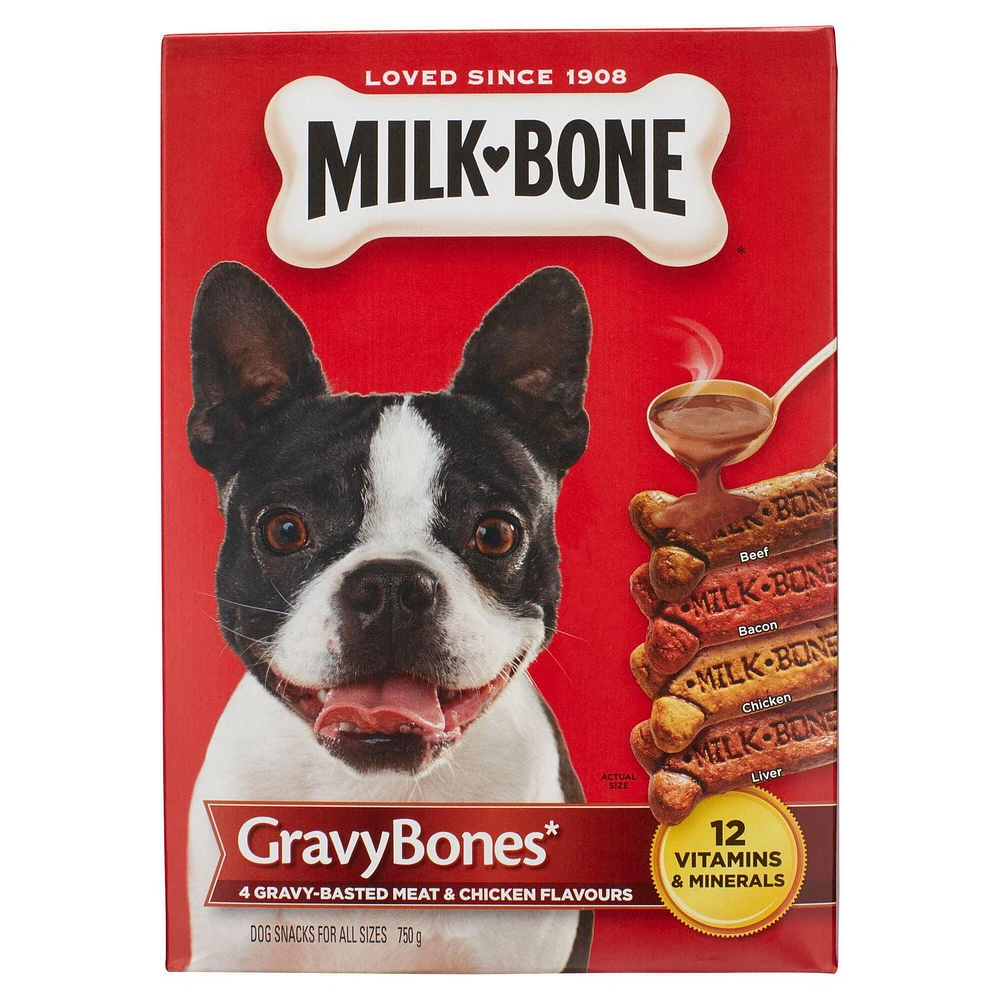 Milk-Bone GravyBones Crunchy Biscuit Dog Treats, Meat & Chicken Flavour, 750g